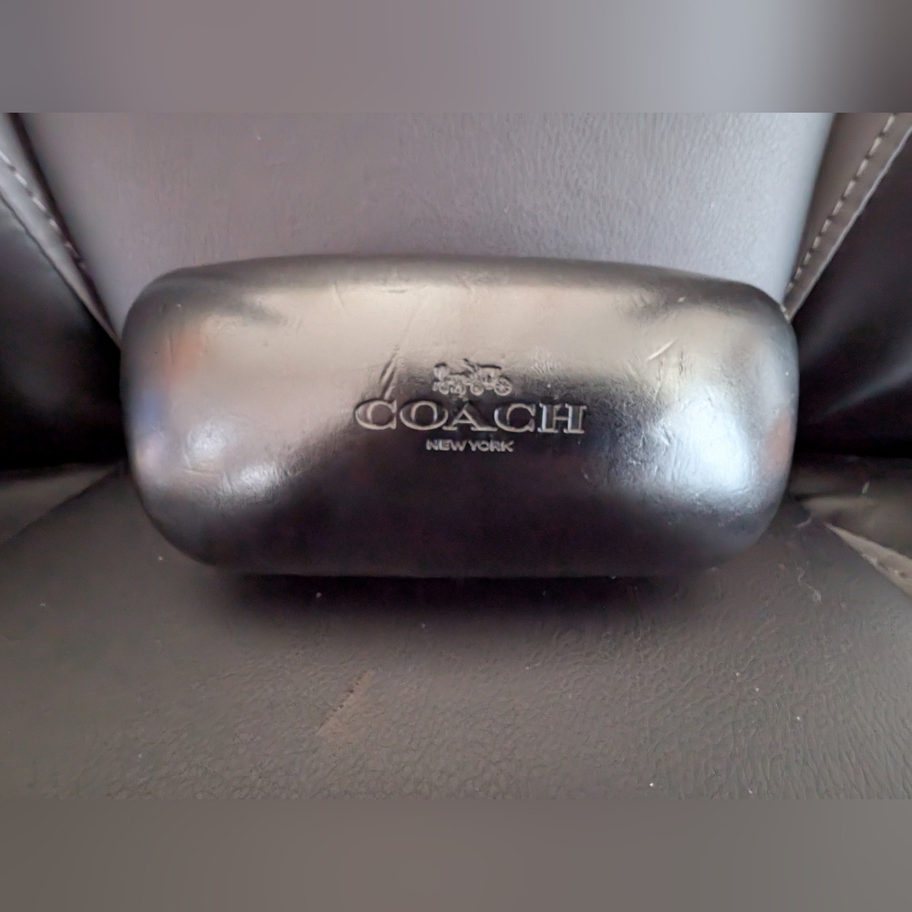 Coach Sunglasses Hard Case Black Leather Clam Shell Eyeglass Case